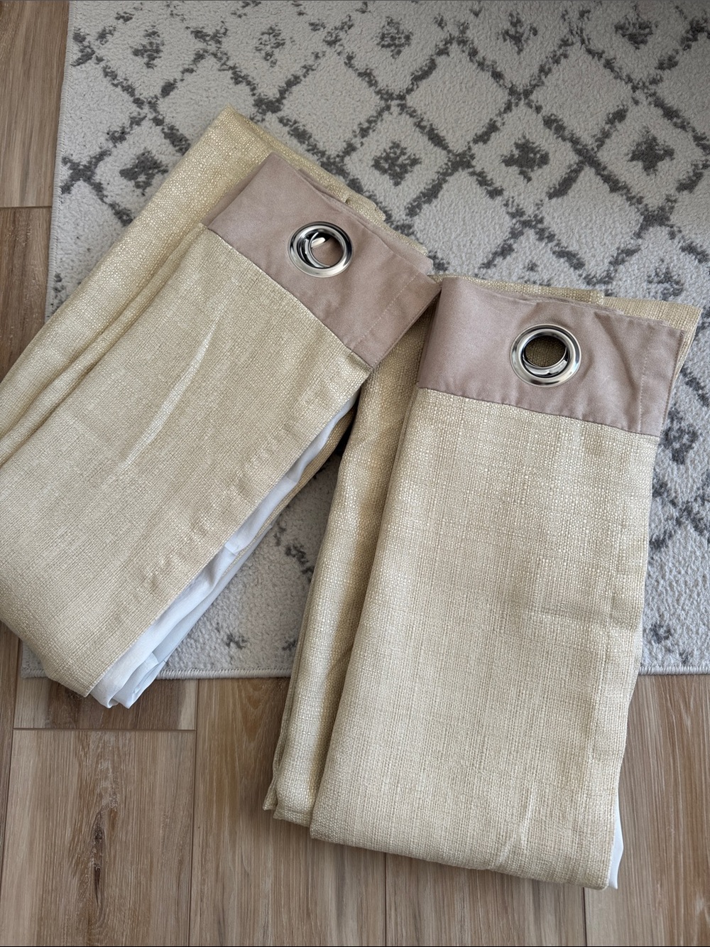 PIER ONE CREAM/TAN TEXTURED CURTAINS PANELS